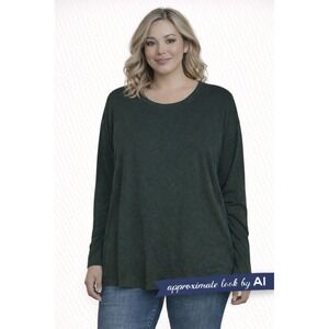 Express Tricot Womens Large Forest Green Boat Neck Long Sleeve Knit Top Shirt